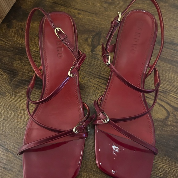 sandro red strappy heels - Picture 2 of 4